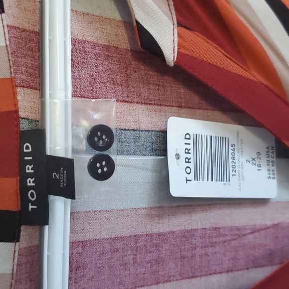 NWT TORRID Striped Midi Challis Shirt Dress - Picture 6 of 7